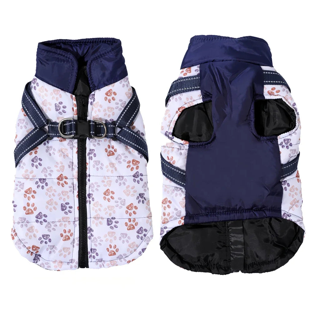 Pet Puppy Jacket With Harness Autumn Winter Warm Dog Clothes For Small Medium Dogs Cat Safe Reflective Waterproof Chihuahua Coat