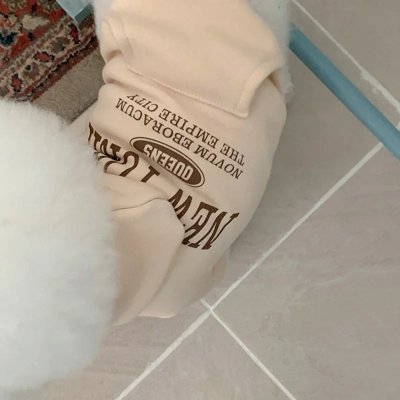 Autumn Warm Dog Hoodies Soft Plush Dog Clothes Letter Print Puppy Sweatshirts Fashion Cat Pullovers Pet Hoodies Poodle Outfits