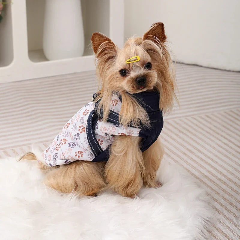 Pet Puppy Jacket With Harness Autumn Winter Warm Dog Clothes For Small Medium Dogs Cat Safe Reflective Waterproof Chihuahua Coat