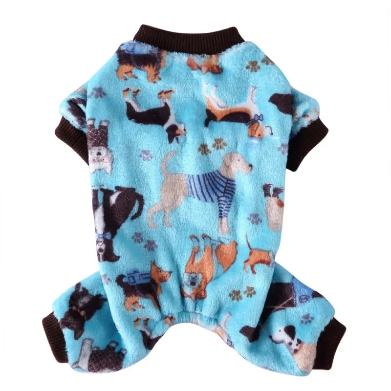 Dog Pajamas Winter Dog Clothes Print Warm Jumpsuit Coat For Small Dogs Puppy Dog Cat Chihuahua Pomeranian Clothing Jumpsuits