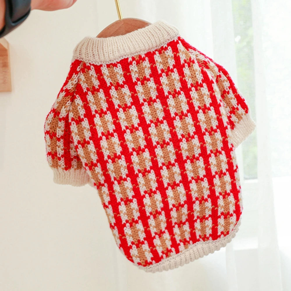 Christmas Dog Sweater Warm Pet Sweater Cute Striped Knitted Bowtie Puppy Cat Sweater Dog Sweatshirt Clothes Coat Outfit Apparel