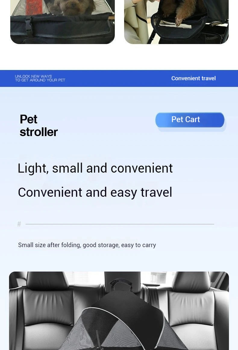 Pet Cart Portable Folding Outdoor Dog Cat Cart Pet Bag Out Small And Medium-Sized Dog Cart Handbag Detachable Multifunctional