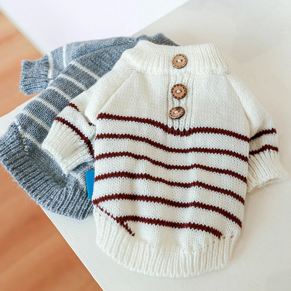 Christmas Dog Sweater Warm Pet Sweater Cute Striped Knitted Bowtie Puppy Cat Sweater Dog Sweatshirt Clothes Coat Outfit Apparel