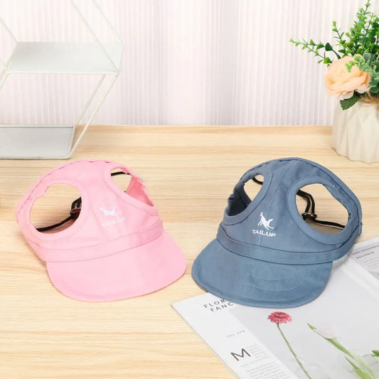 Pet Baseball Hat Cat Dog Visor Hat Adjustable Sun Cap  Summer Outdoor Sports Travel Sun Protection Hat With Ear Holes