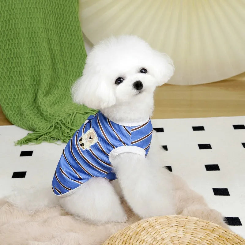 Striped Dog Cooling Vest Cute Dog Clothes Summer Pet T Shirts Chihuahua Costume Bichon Dog Clothing Cat Undershirt Puppy Vests