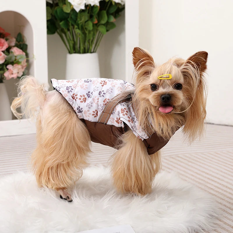 Pet Puppy Jacket With Harness Autumn Winter Warm Dog Clothes For Small Medium Dogs Cat Safe Reflective Waterproof Chihuahua Coat