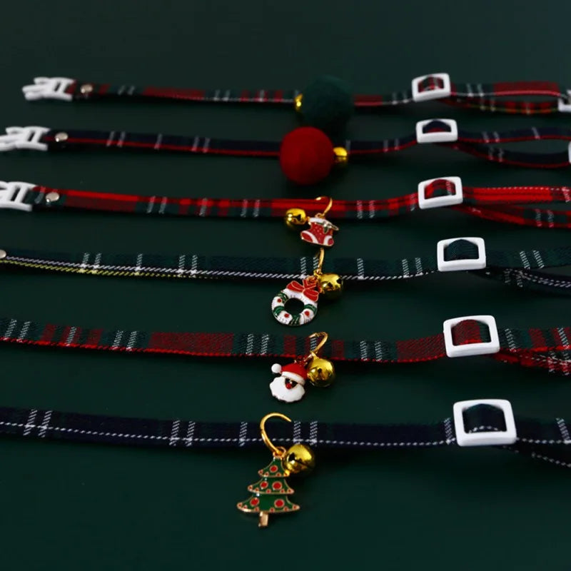 Christmas Cat Collar Big Bowknot Holiday Cats Dog Bow Tie Adjustable Neck Strap Pet Grooming Festival Puppy Kitten Necklace