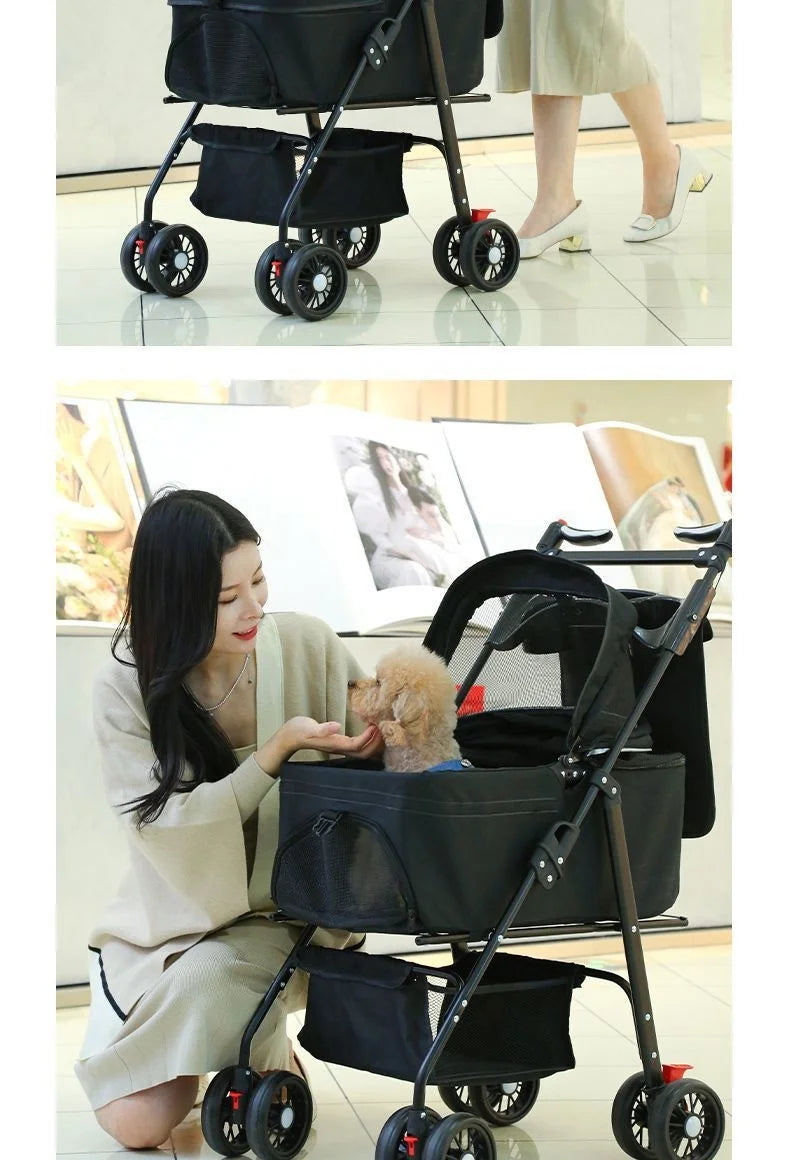 Pet Cart Portable Folding Outdoor Dog Cat Cart Pet Bag Out Small And Medium-Sized Dog Cart Handbag Detachable Multifunctional