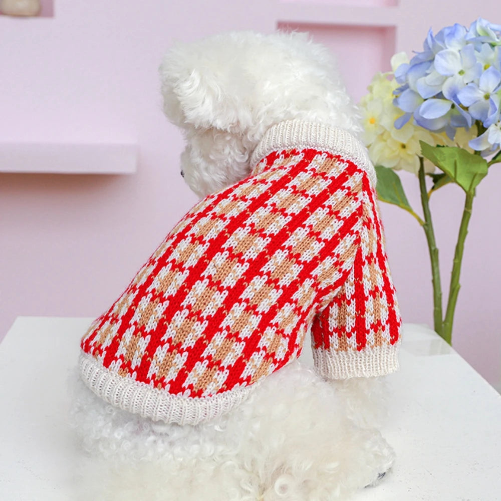 Christmas Dog Sweater Warm Pet Sweater Cute Striped Knitted Bowtie Puppy Cat Sweater Dog Sweatshirt Clothes Coat Outfit Apparel