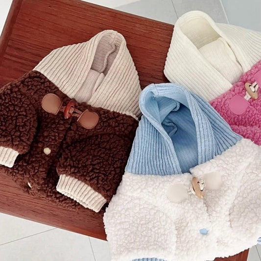Autumn Soft Dog Jacket Coat Cute Solid Dog Clothes Luxury Puppy Overcoat Warm Plush Cat Hoodie Jacket Chihuahua Pet Coat Costume